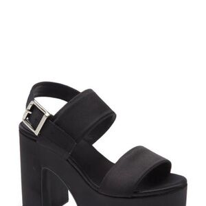 JEFFREY CAMPBELL
Moody Platform Sandal In Black Satin